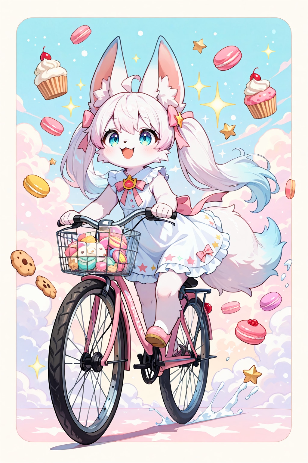 自転車に乗るスウィートドリームビスケットちゃん