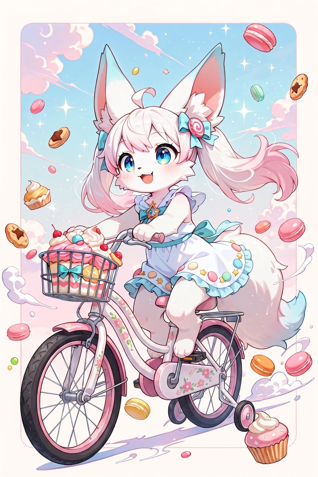 自転車に乗るスウィートドリームビスケットちゃん