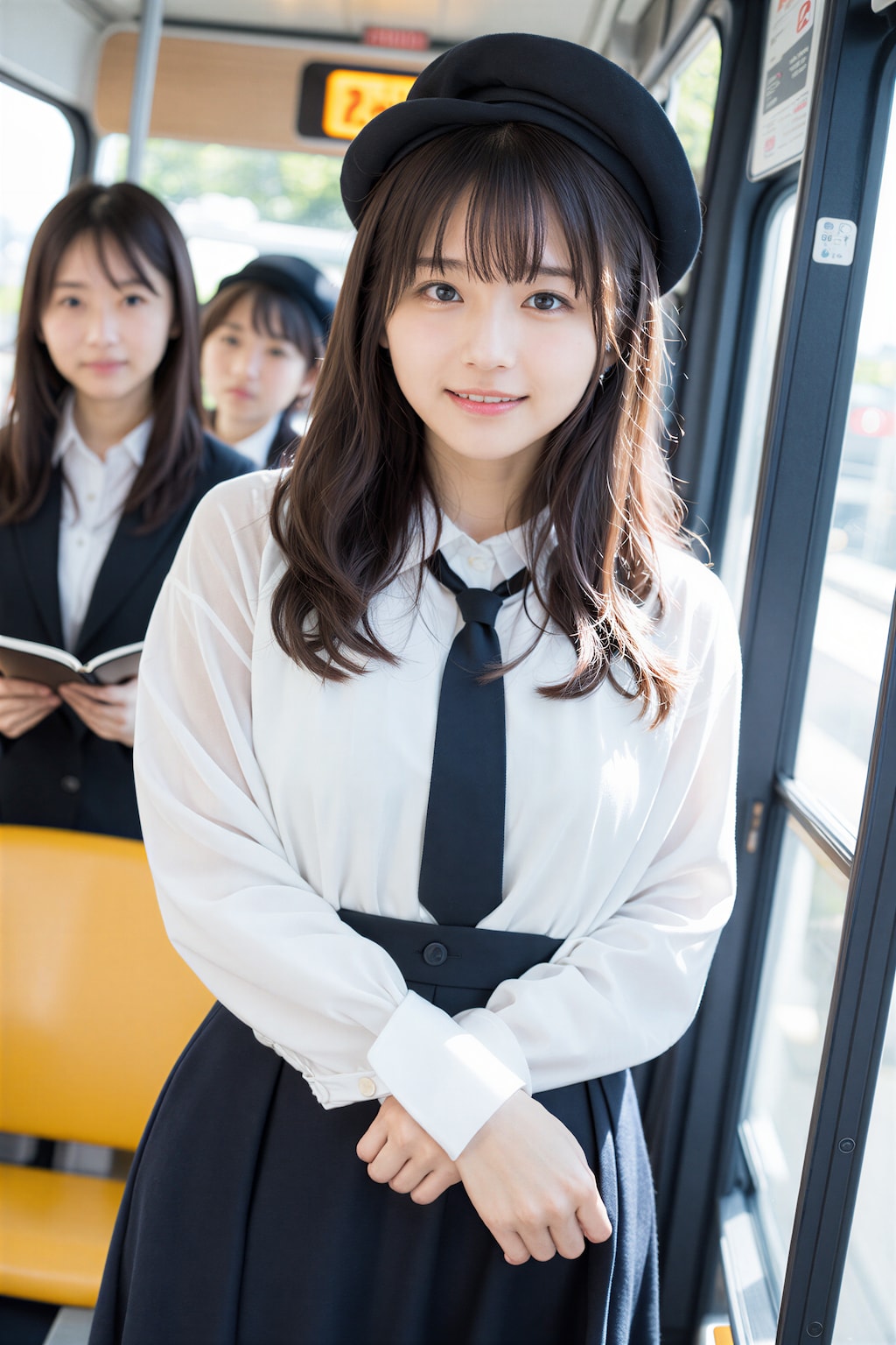 バスに乗る女性 3