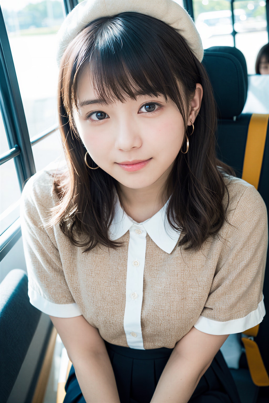バスに乗る女性 3