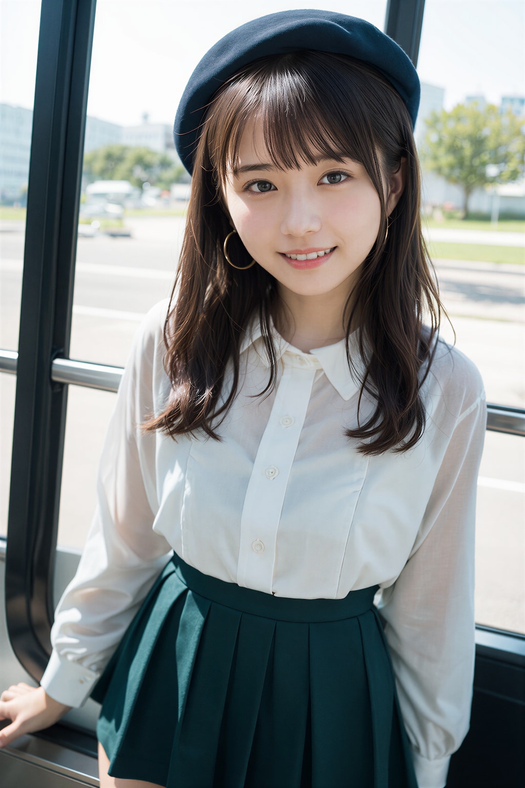 バスに乗る女性 3