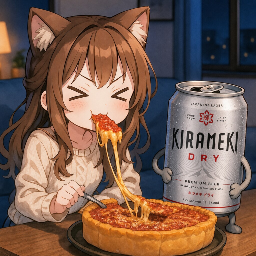 シカゴおピッツァを食べる小さな女の子