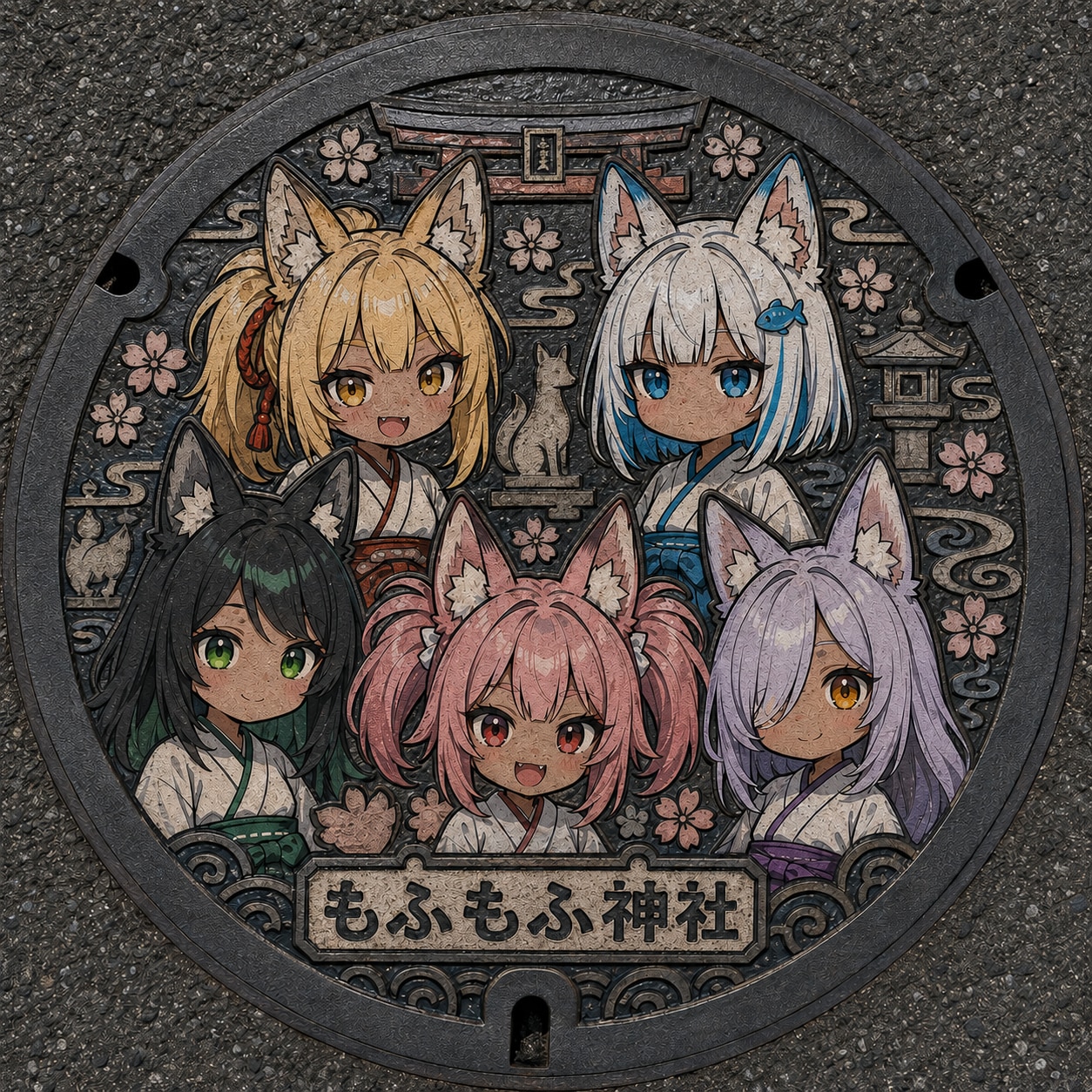 もふもふ神社のマンホール