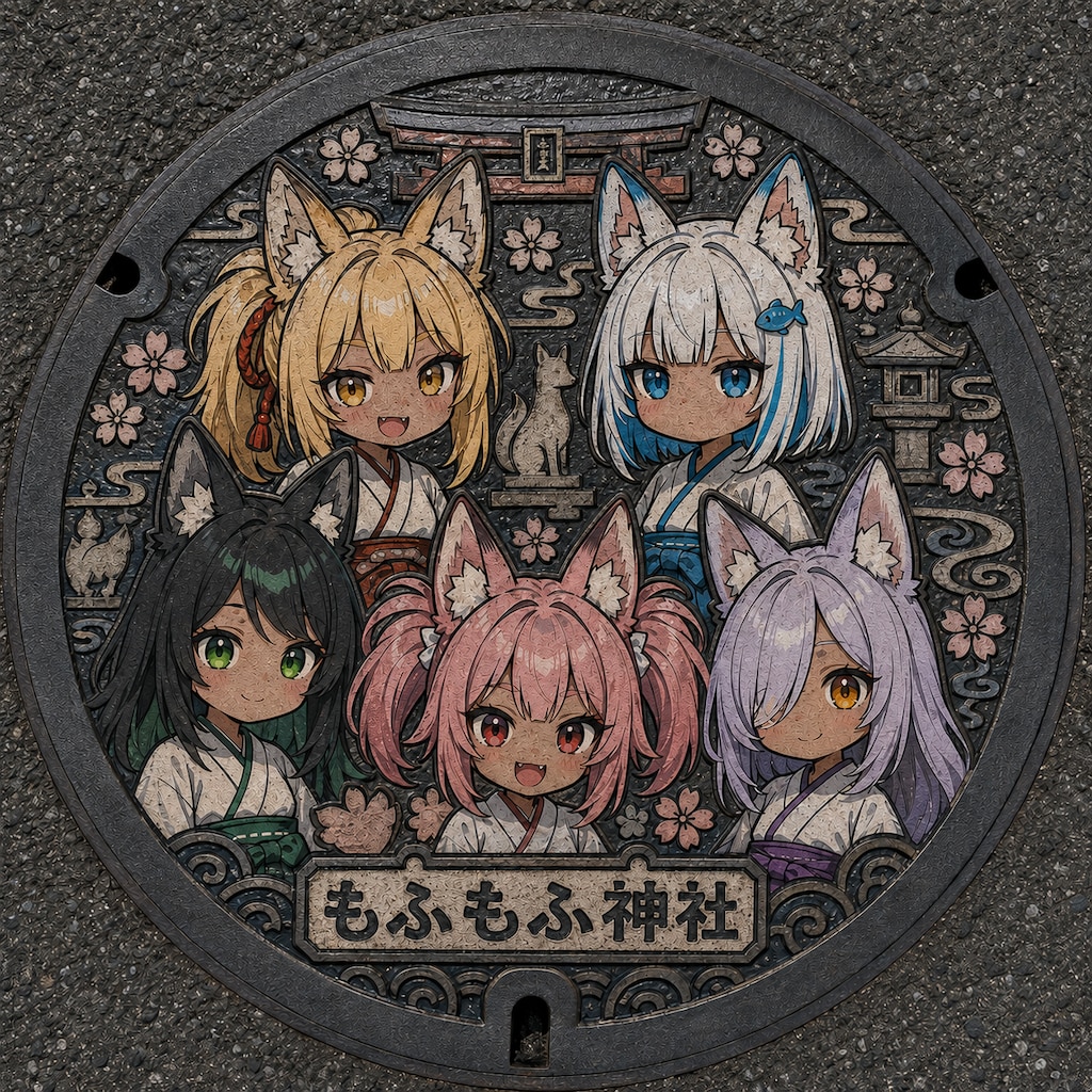 もふもふ神社のマンホール