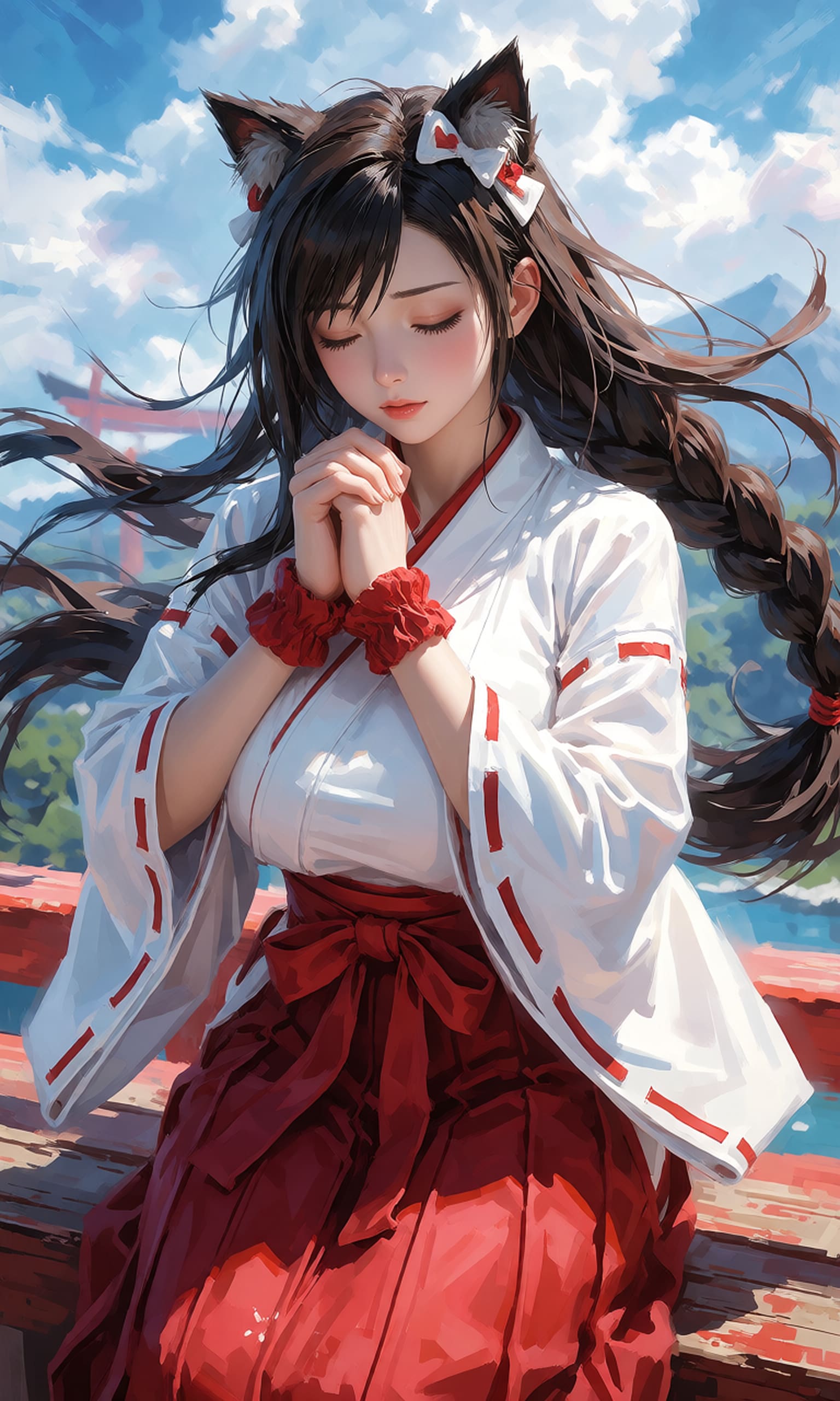 お祈り、巫女ティファさん