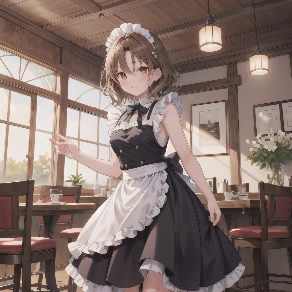 茶髪ボブで琥珀色の瞳のメイド２