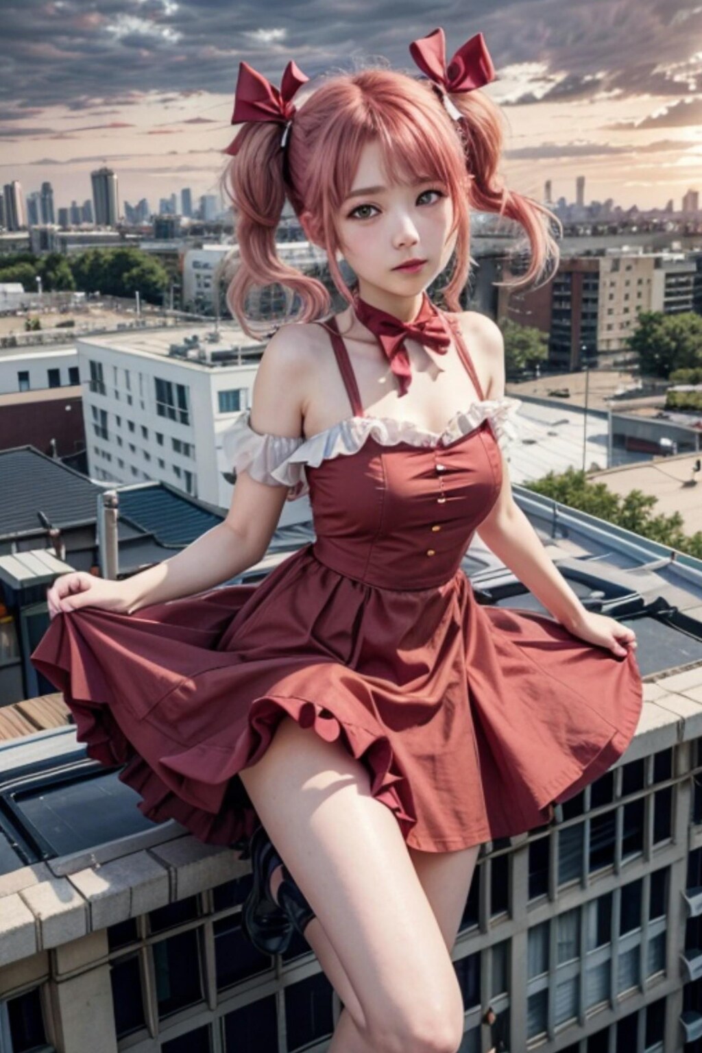 ツインテールのピンク髪の人