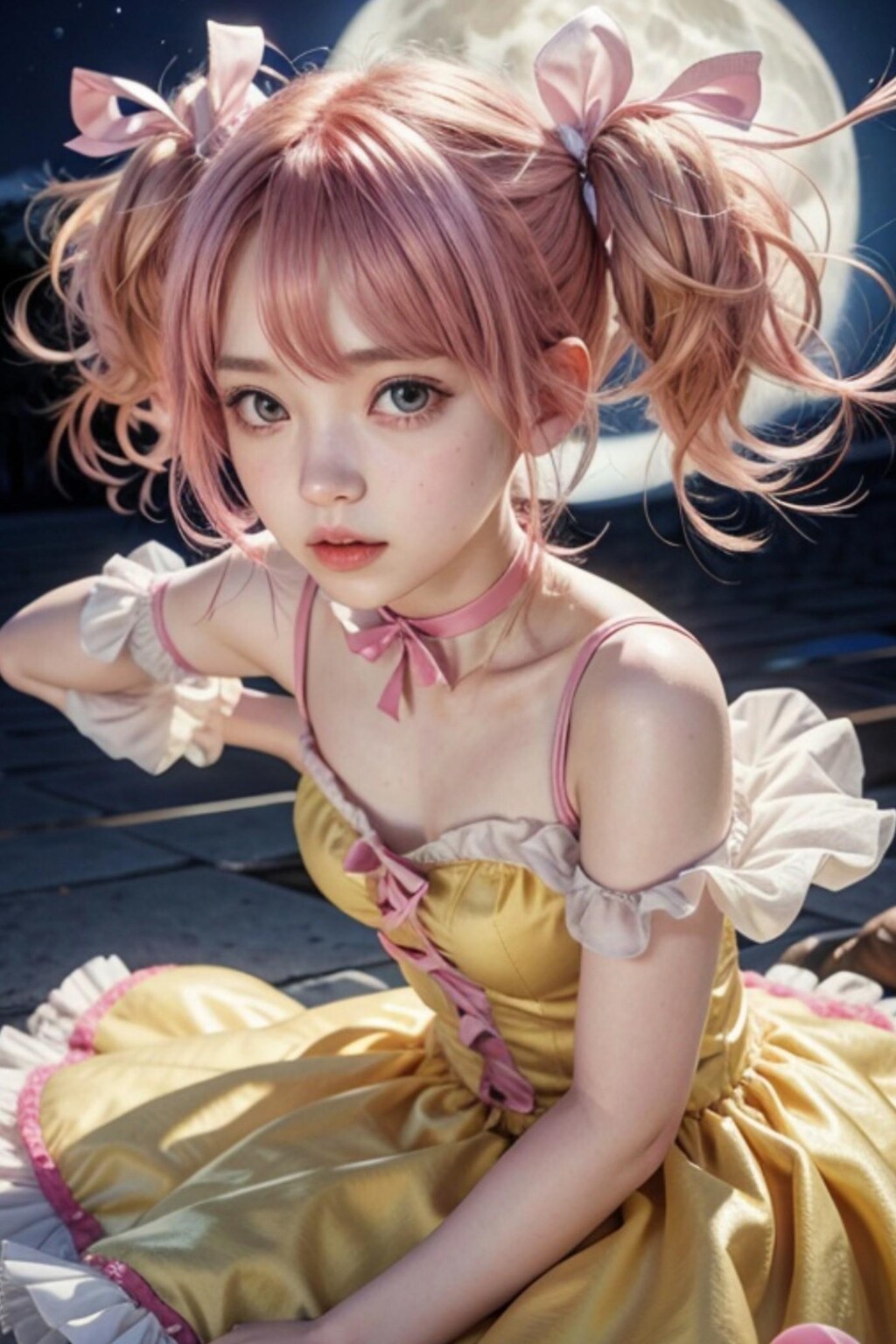 ツインテールのピンク髪の人