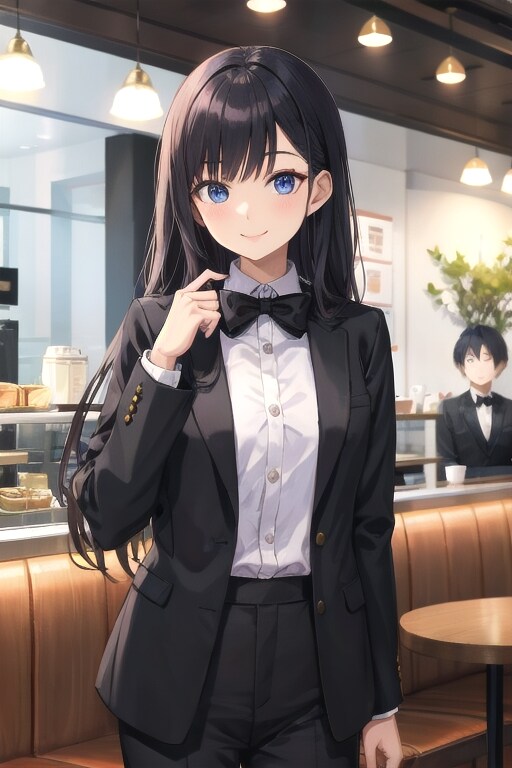 タキシード美少女エリカ　カフェで談話中