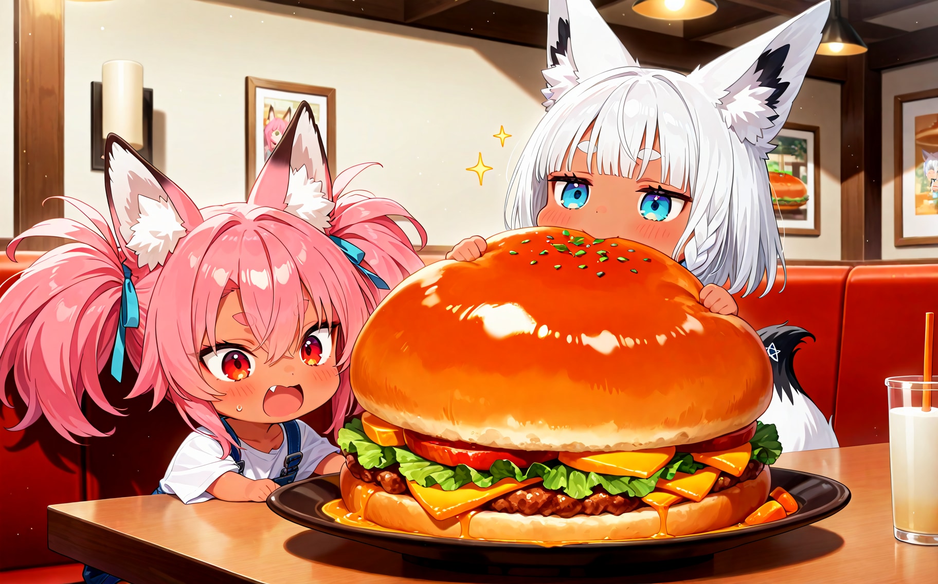 巨大ハンバーガーレストラン | の人気AIイラスト・グラビア
