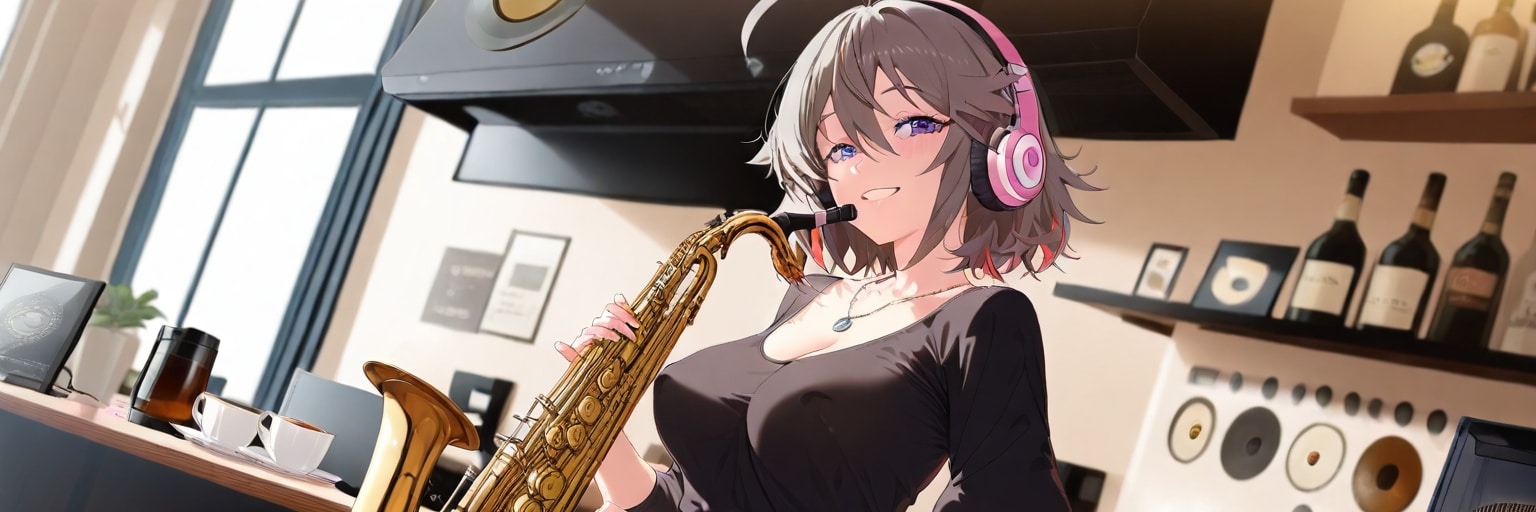 no music, no life 隣のお姉さんサックスプレイ