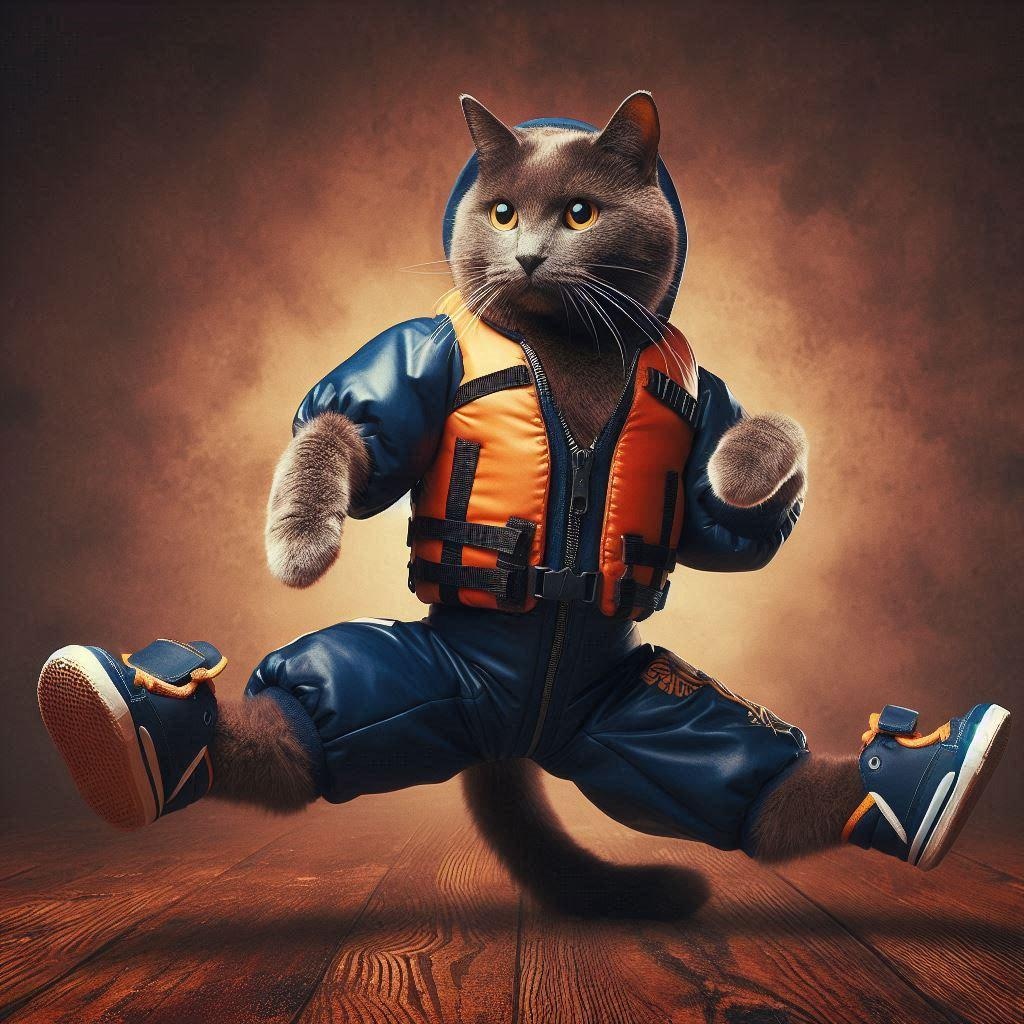 スク水と救命胴衣と猫