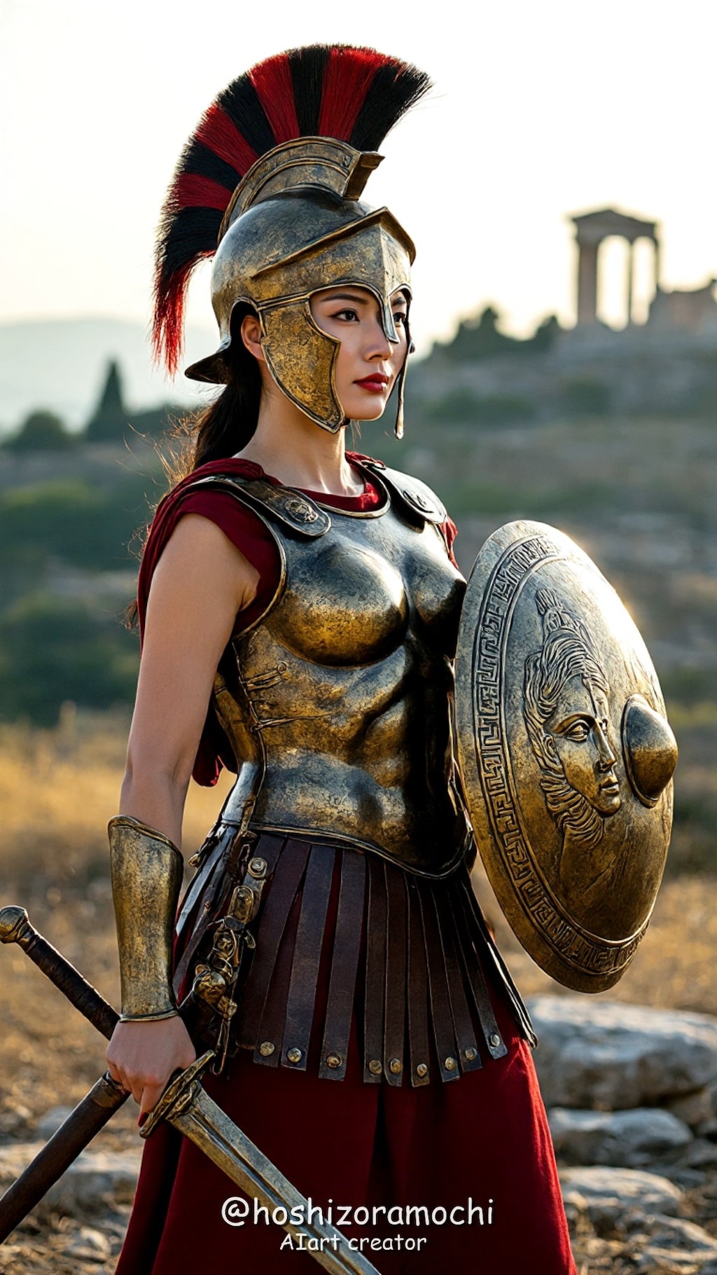 古代の女戦士、栄光を掴む視線 - Ancient female warrior, gaze of glory