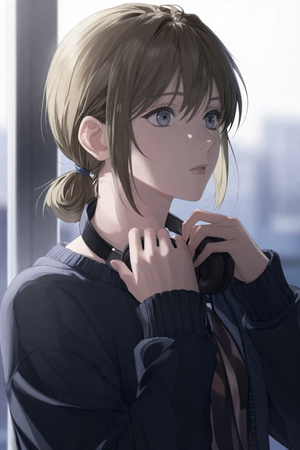 大人の女性とヘッドフォン
