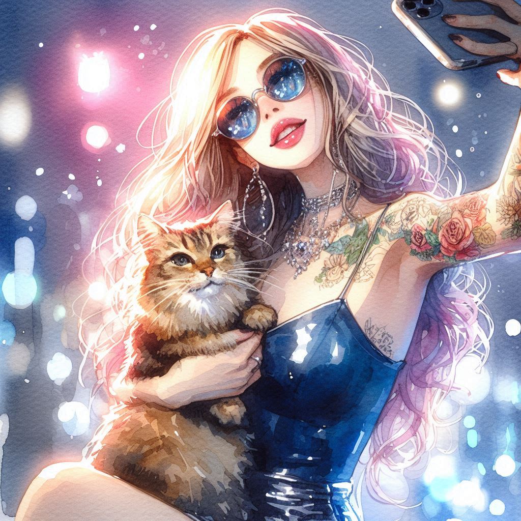 猫とセルフィ