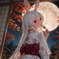 お月見3色団子を食す兎少女 2枚目