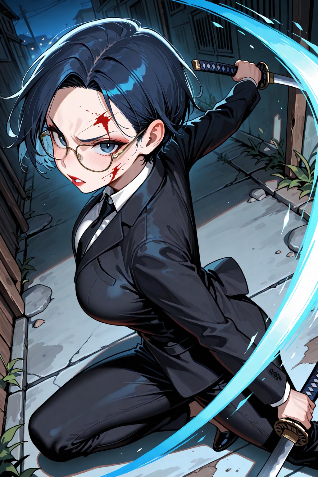 メガネ黒スーツ