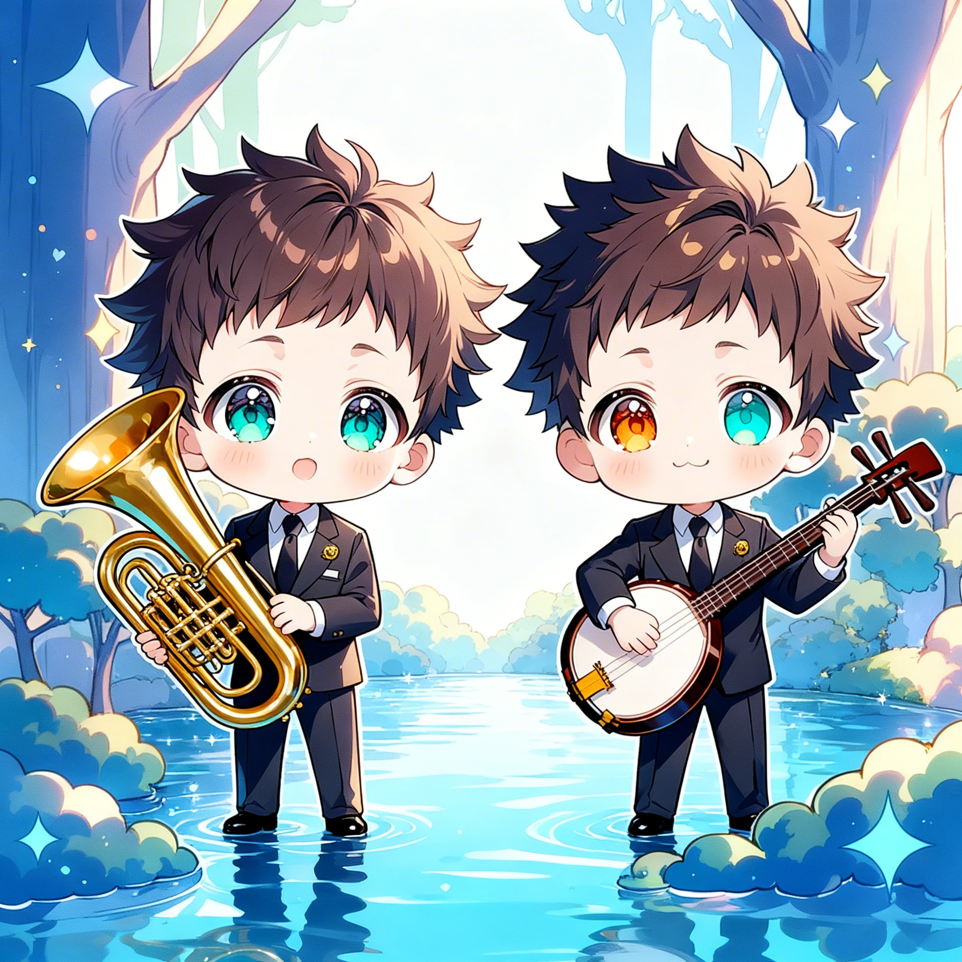 洋楽器・和楽器を演奏する少年 | の人気AIイラスト・グラビア