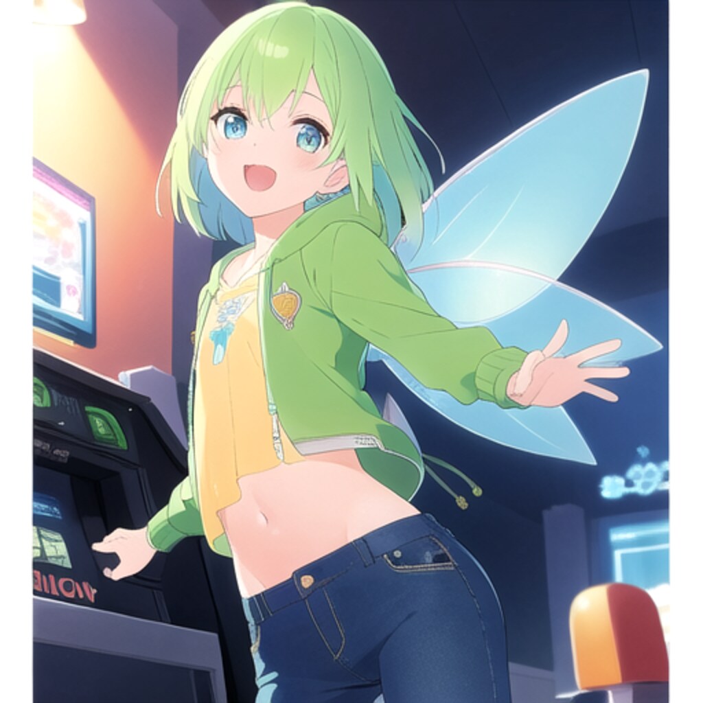 ダンスゲームをする妖精さん