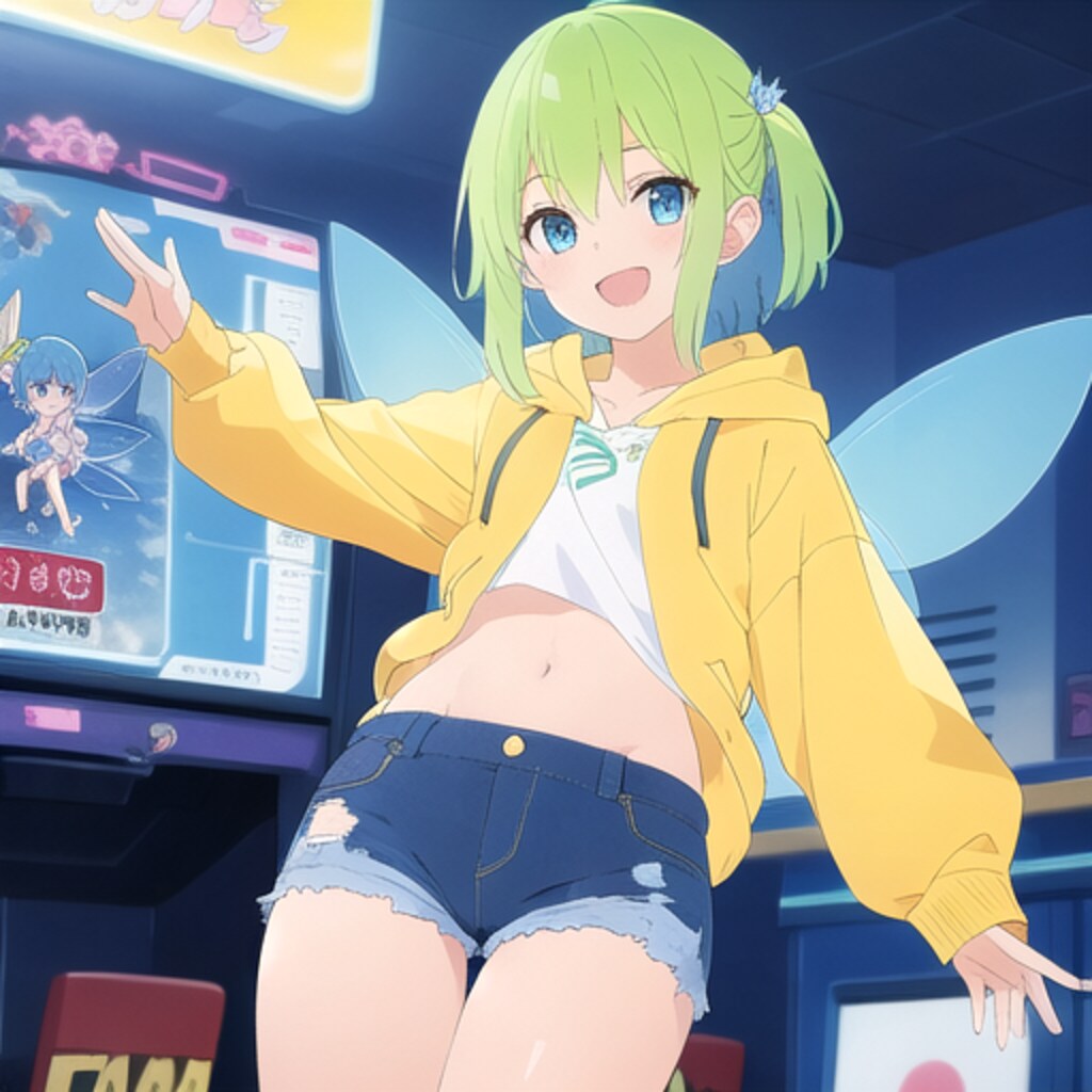 ダンスゲームをする妖精さん