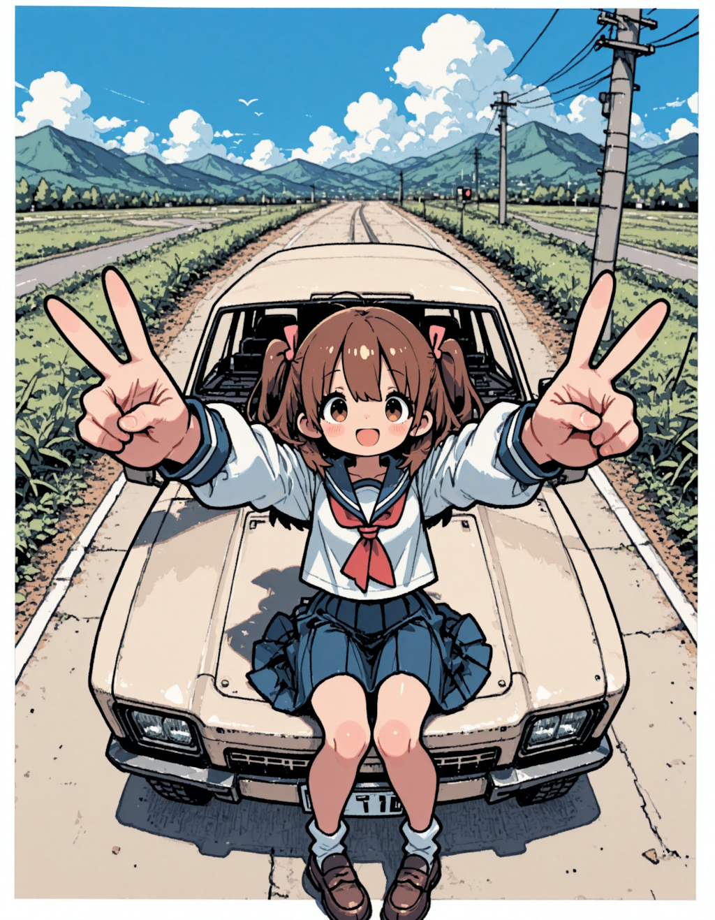 乗り物と女の子