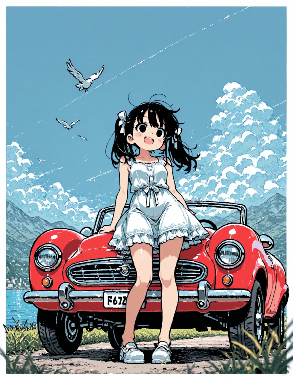 乗り物と女の子