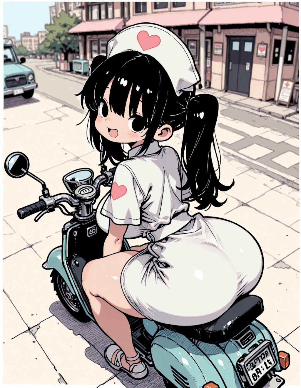 乗り物と女の子