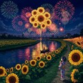 ヒマワリのある風景17・打ち上げ花火 3枚目