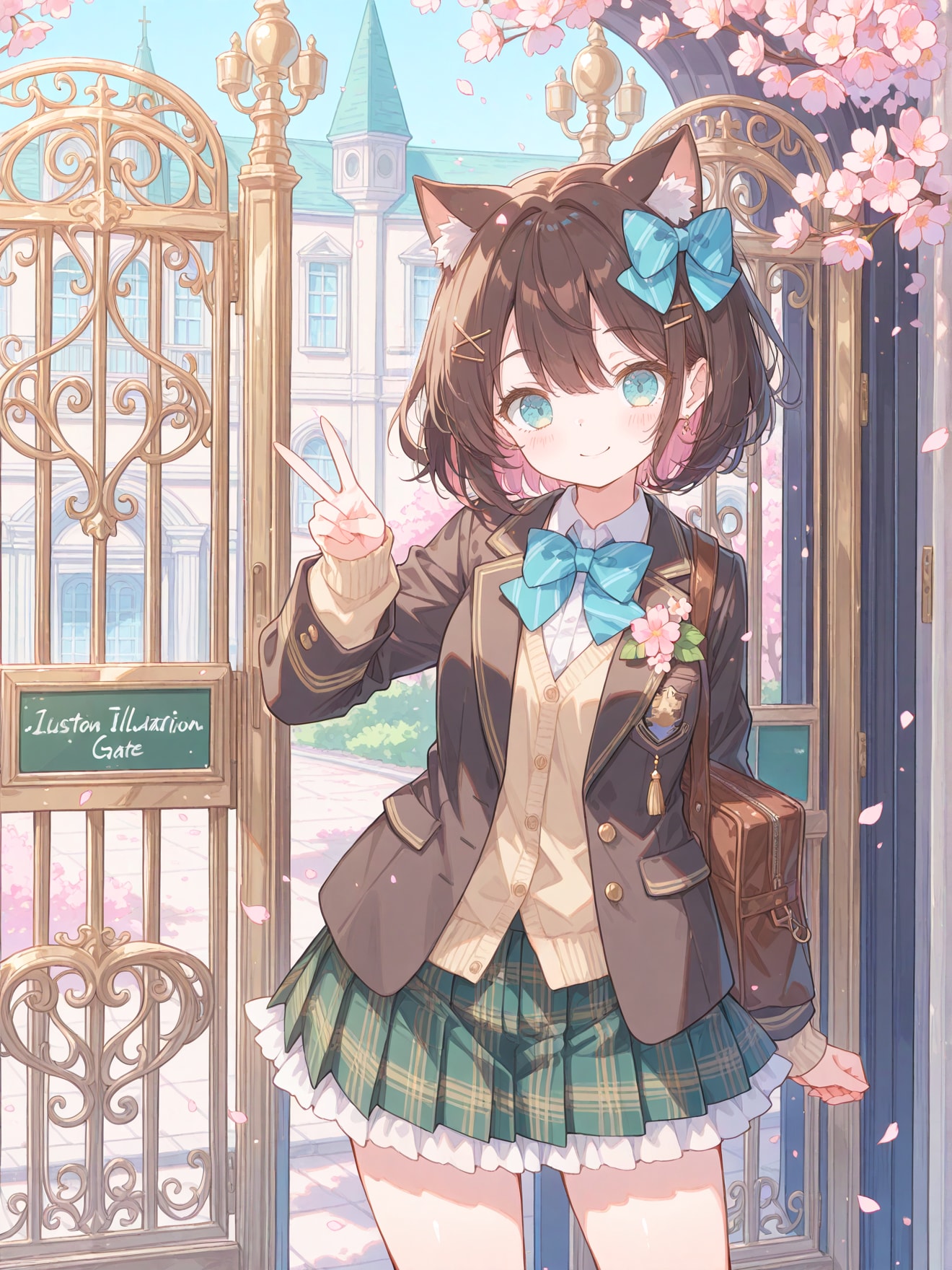 ネコミミギャルの新学期 | の人気AIイラスト・グラビア