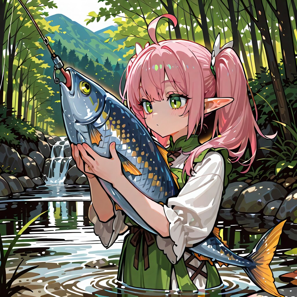 川の主とエルフの少女 | の人気AIイラスト・グラビア