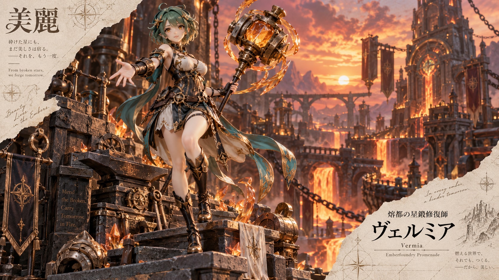 Vermia, the Star-Forging Restorer  Amidst the glowing embers and cascading lava of the grand forge c | の人気AIイラスト・グラビア
