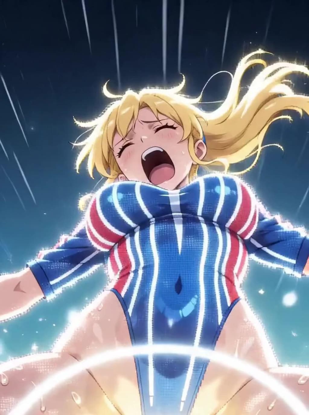 （これが超次元ハイレグ美少女消滅サッカーだっ！パラパラ疑似アニメ♪）正義（性技）の必殺シュートをハイレグ股間にうけ身悶えながら消滅する悪のハイレグサッカー選手💦