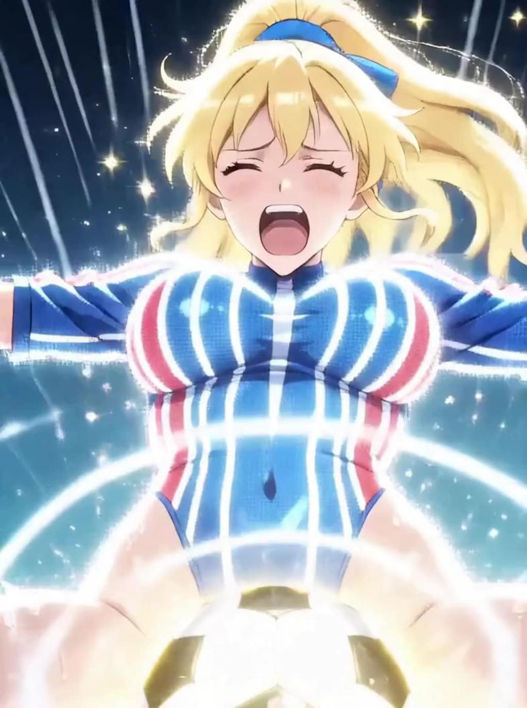 （これが超次元ハイレグ美少女消滅サッカーだっ！パラパラ疑似アニメ♪）正義（性技）の必殺シュートをハイレグ股間にうけ身悶えながら消滅する悪のハイレグサッカー選手💦