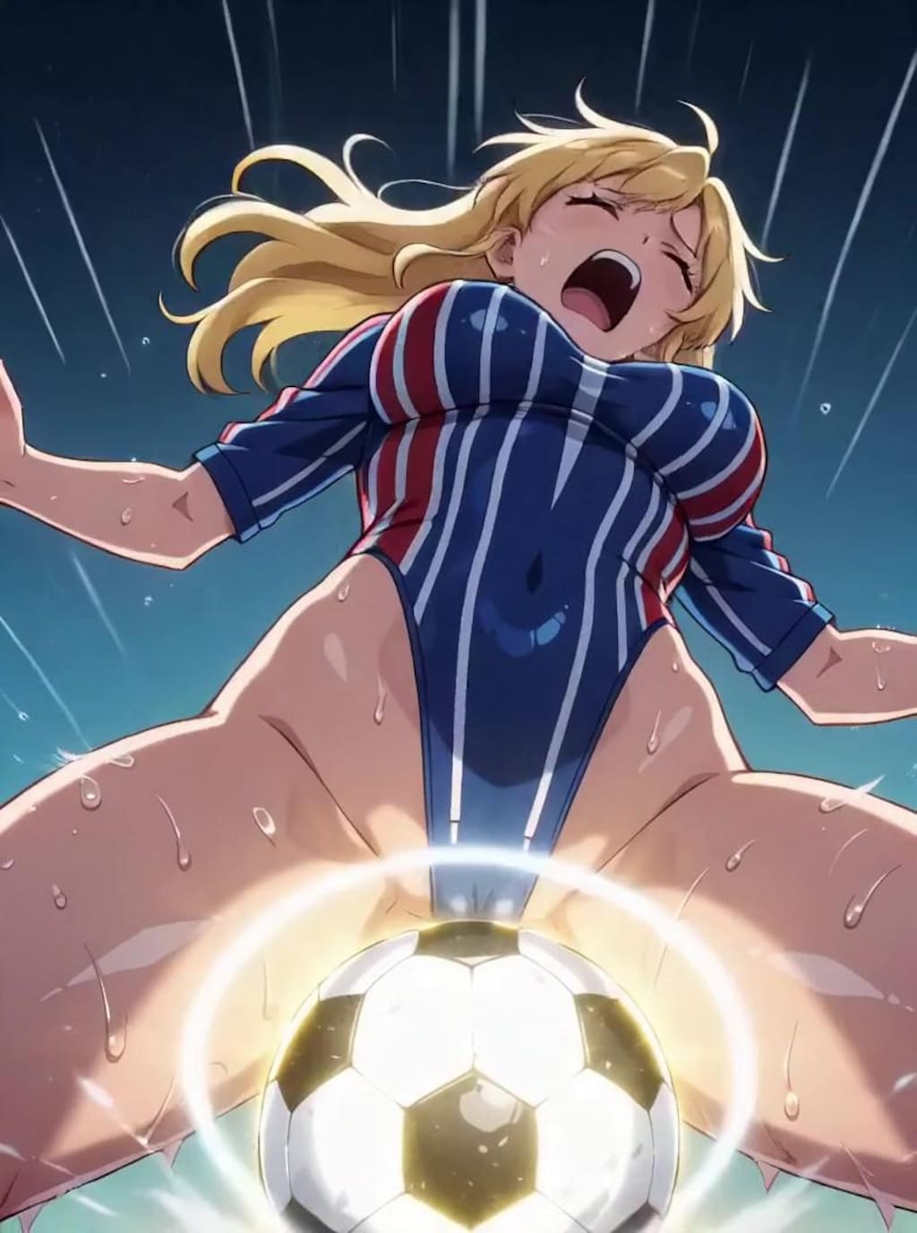 （これが超次元ハイレグ美少女消滅サッカーだっ！パラパラ疑似アニメ♪）正義（性技）の必殺シュートをハイレグ股間にうけ身悶えながら消滅する悪のハイレグサッカー選手💦