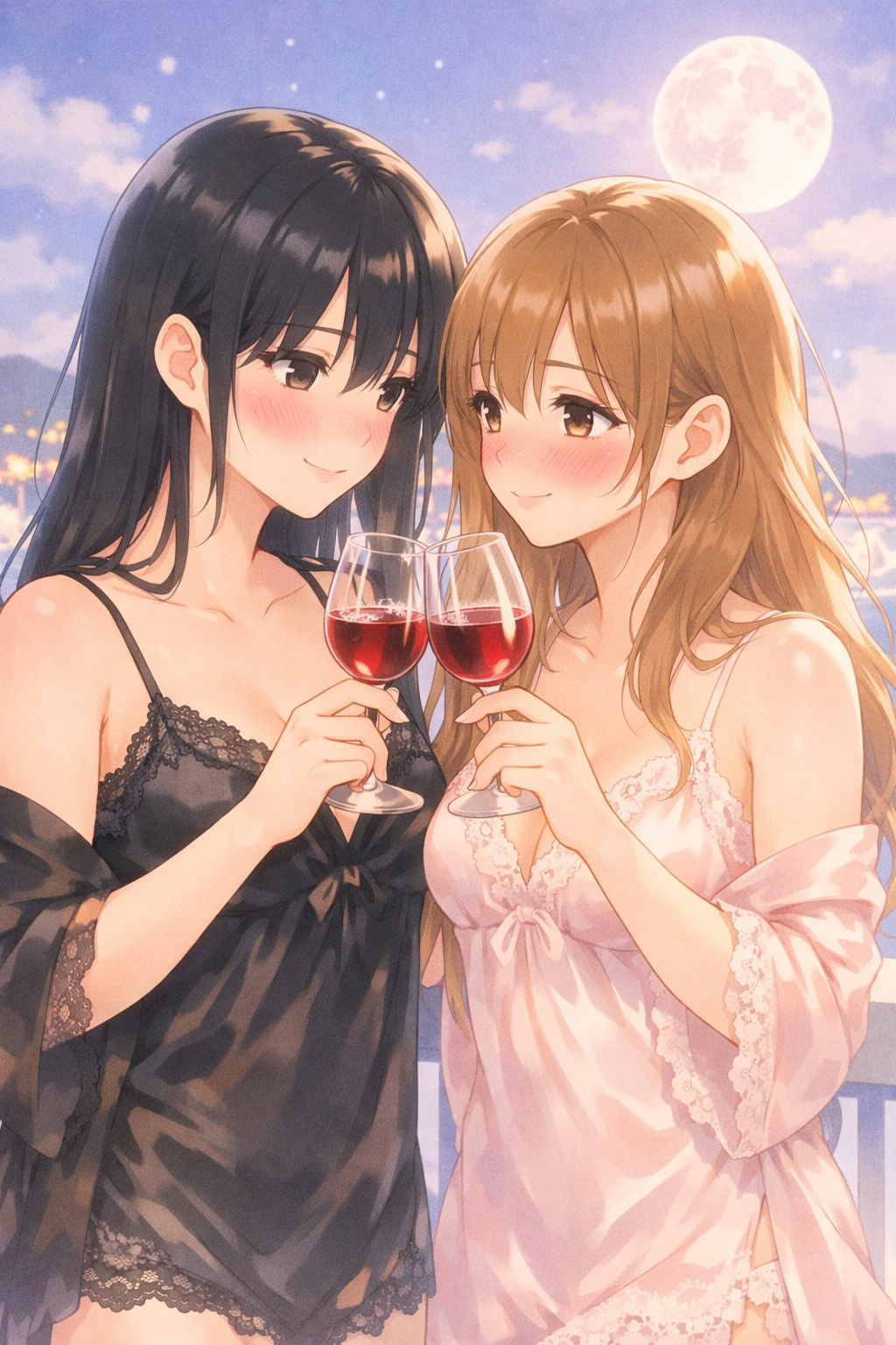 夜のバルコニー（リゾート　03　ver.アニメ、パステル）