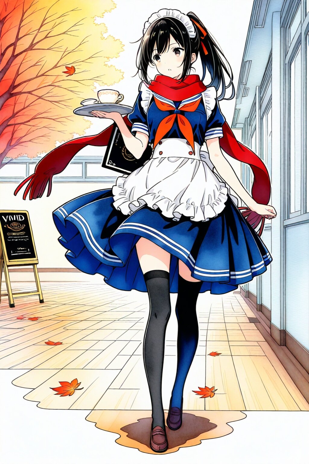 セーラー服メイドの模擬店メイド喫茶