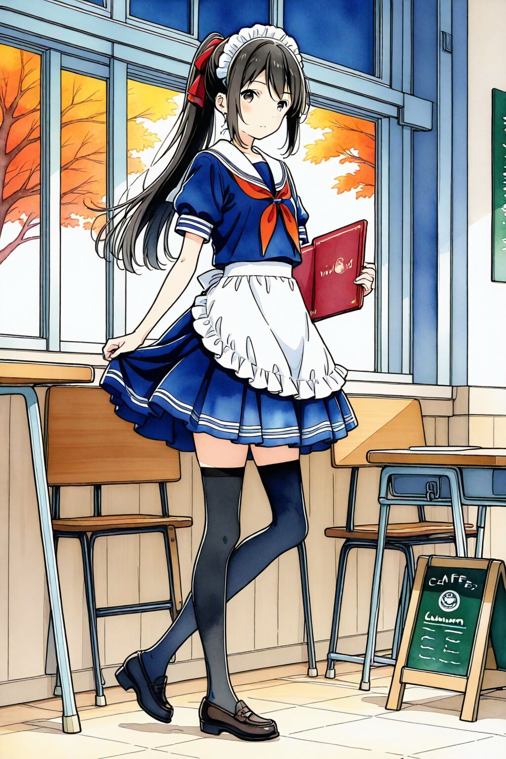 セーラー服メイドの模擬店メイド喫茶