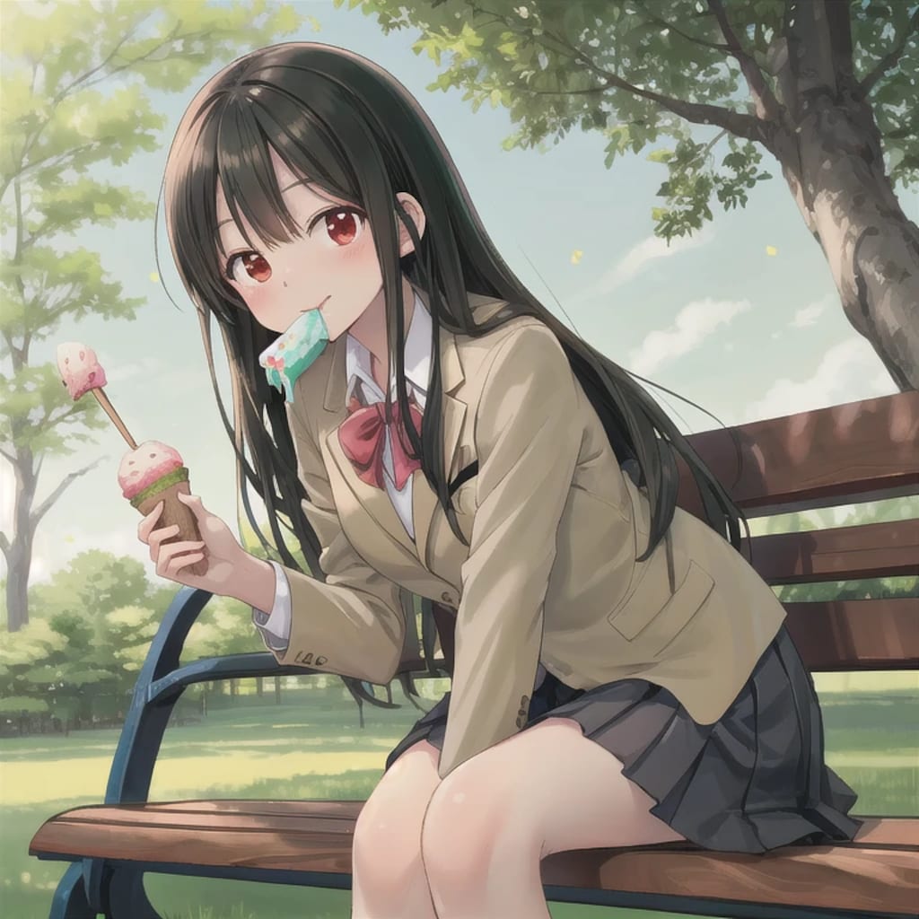 黒髪ロングでブレザーの少女６７