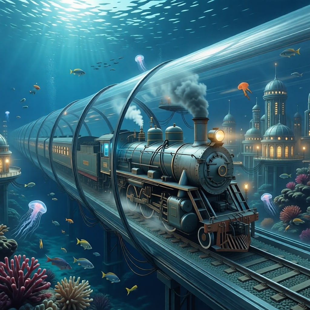 海の都へ向かう透明軌道