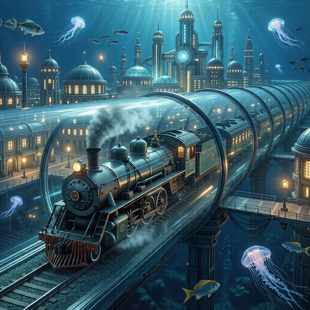 海の都へ向かう透明軌道