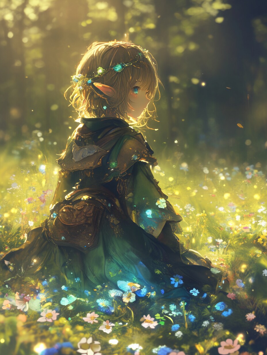 花とエルフ。