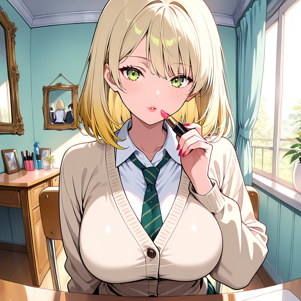 メイクする沙也ちゃん