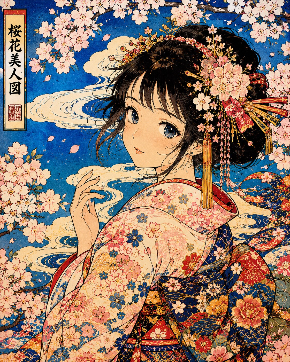 桜花美人図