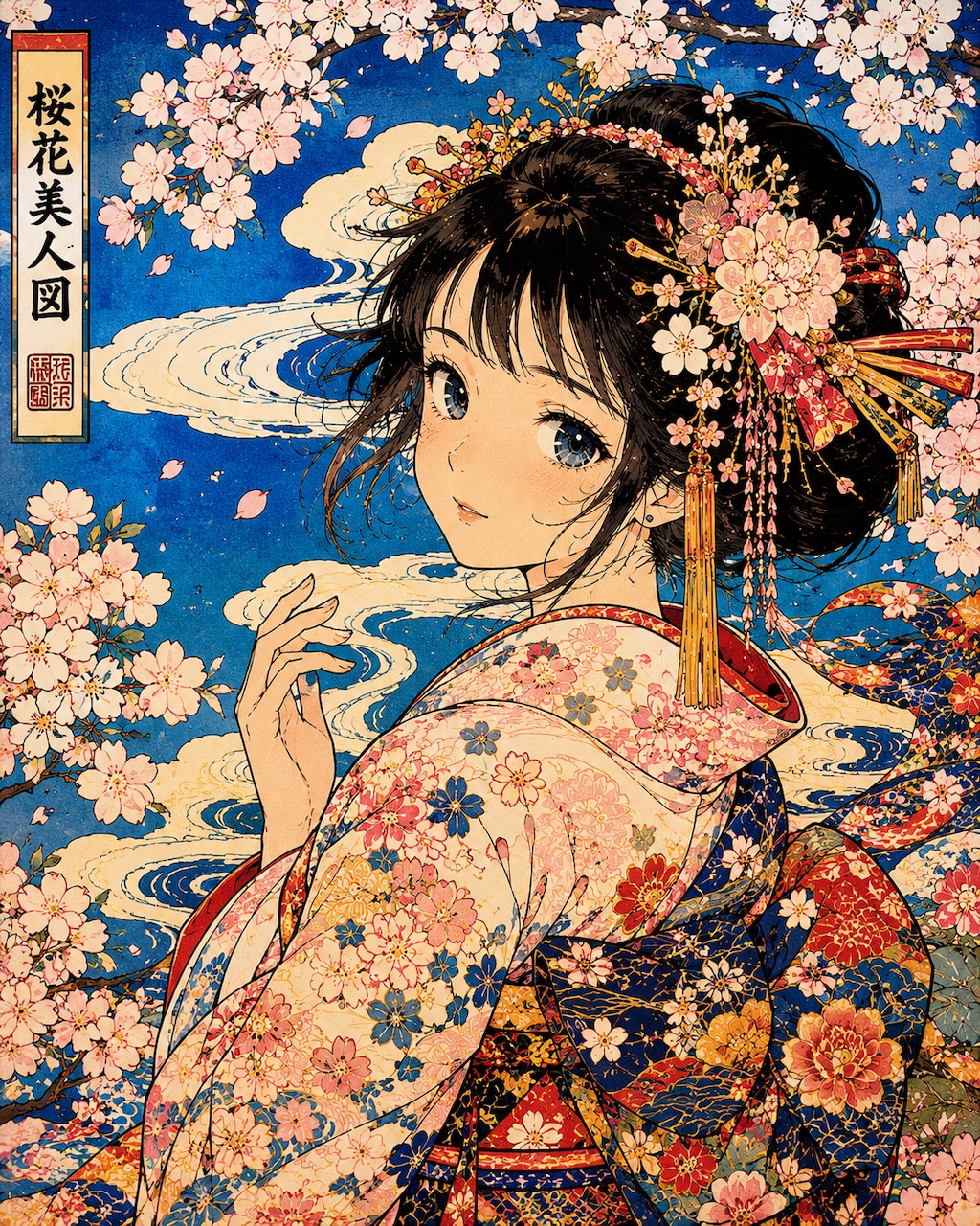 桜花美人図