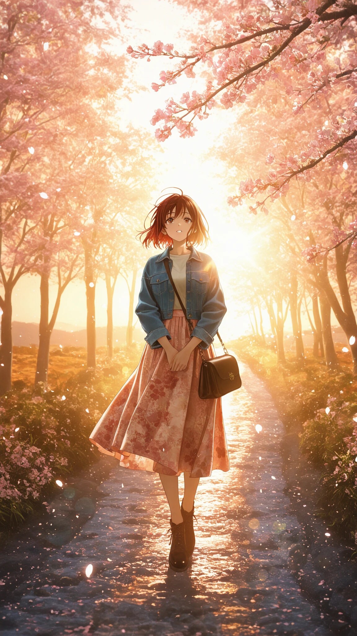 桜通りを歩く