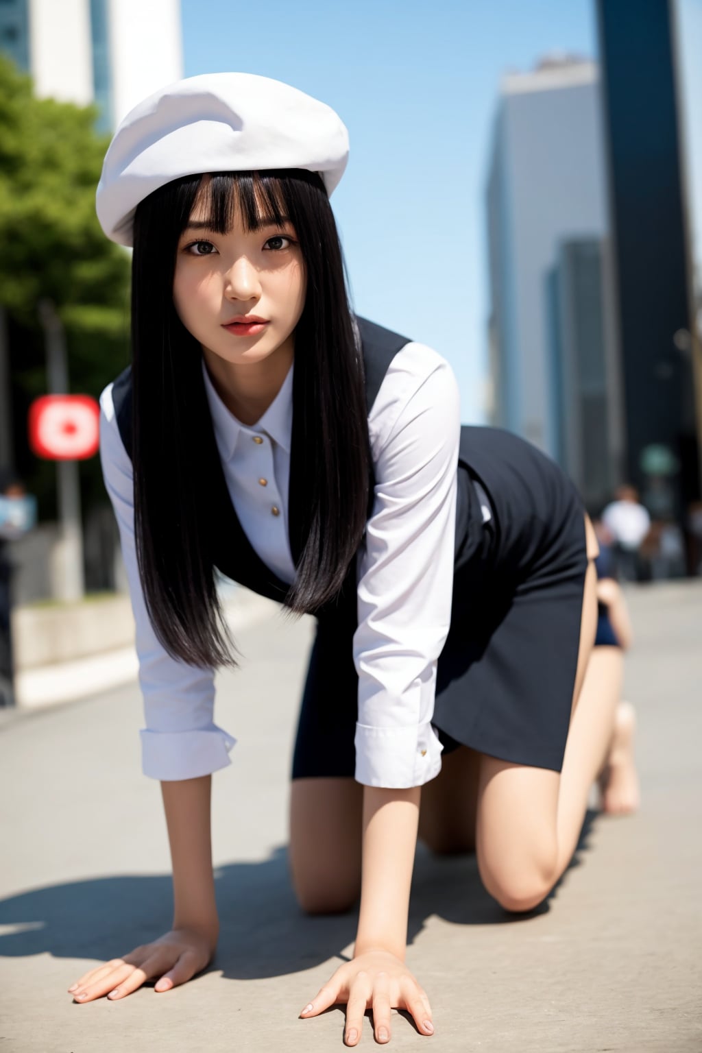 四つん這いの美女