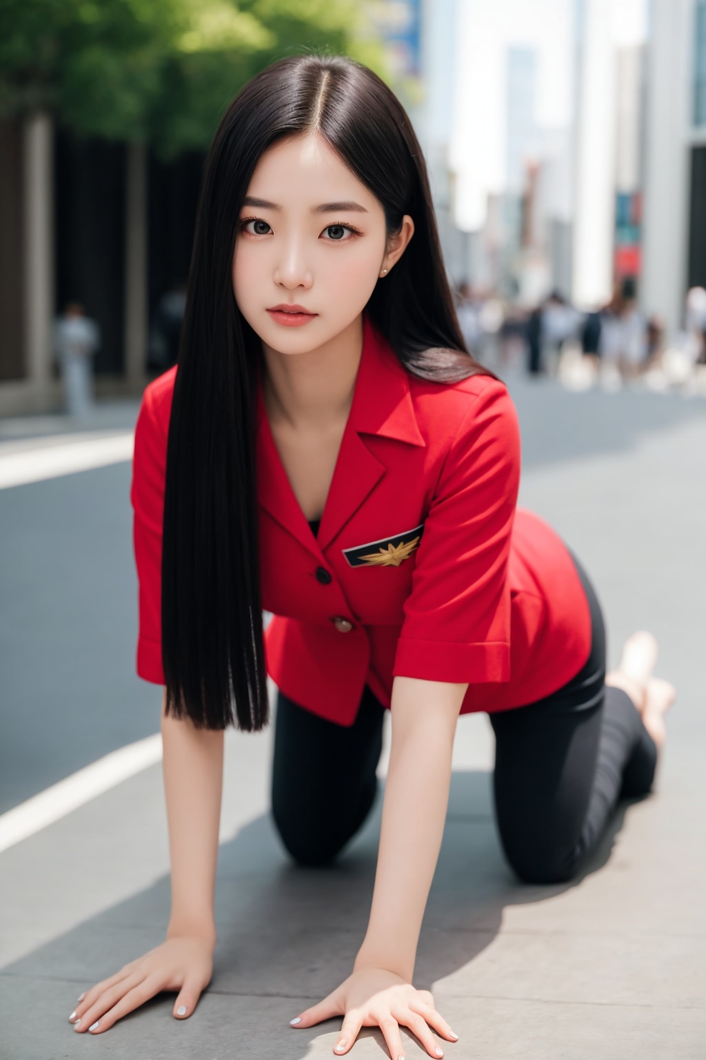 四つん這いの美女