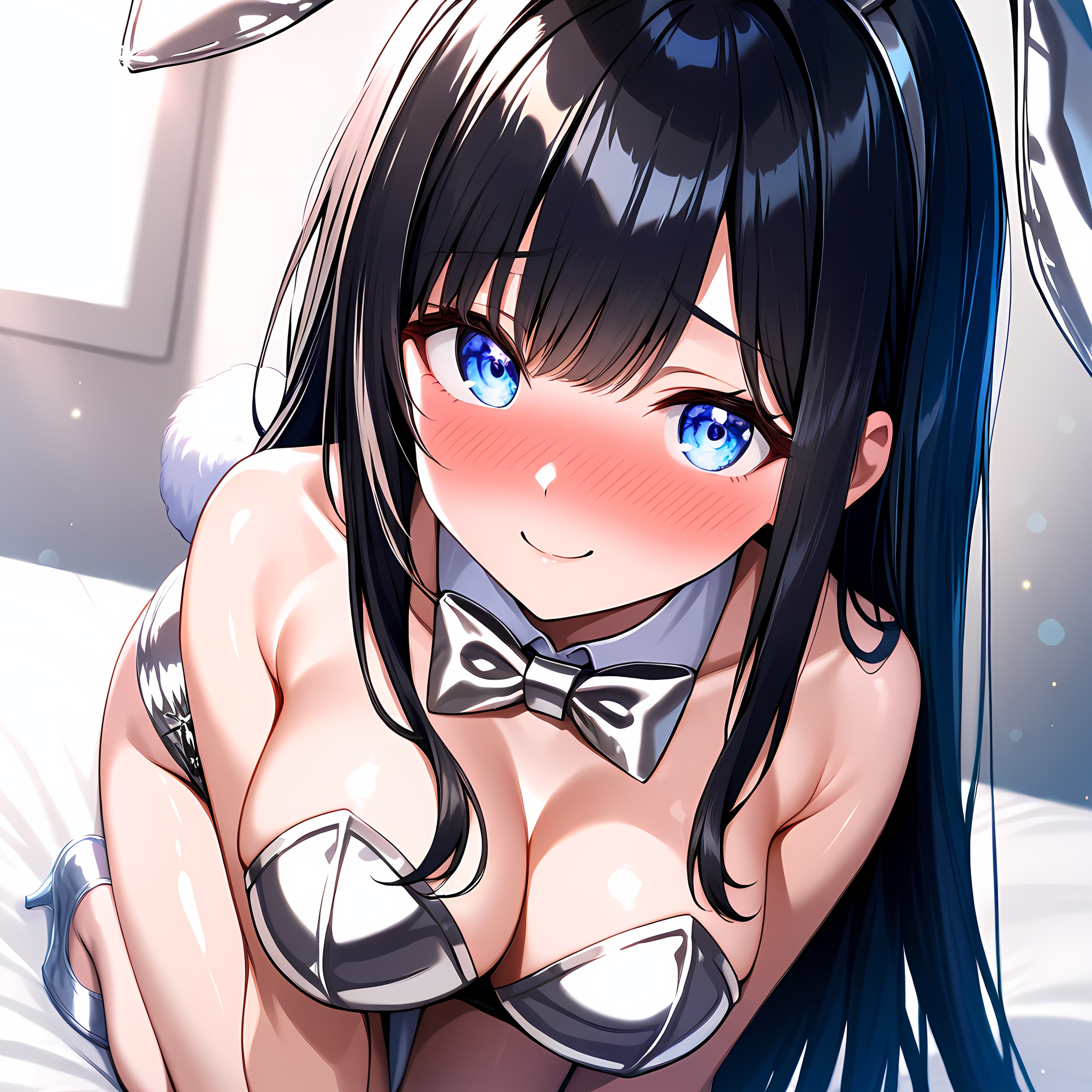 銀色メタリックバニーガール