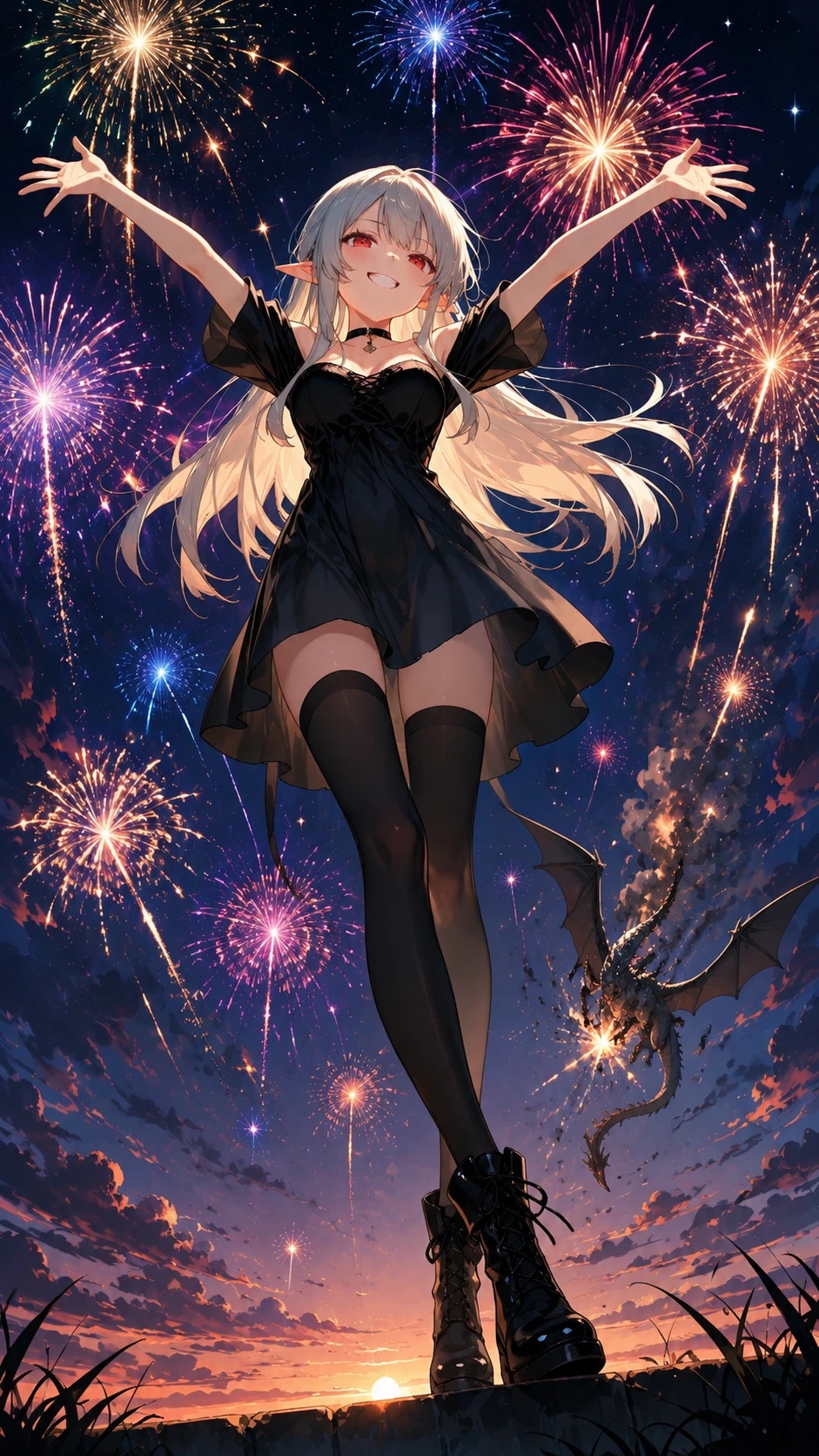 一枚目『見よ！　夜空に咲くオレ様のスーパーな力を！！』　二枚目『……やっべぇ～』