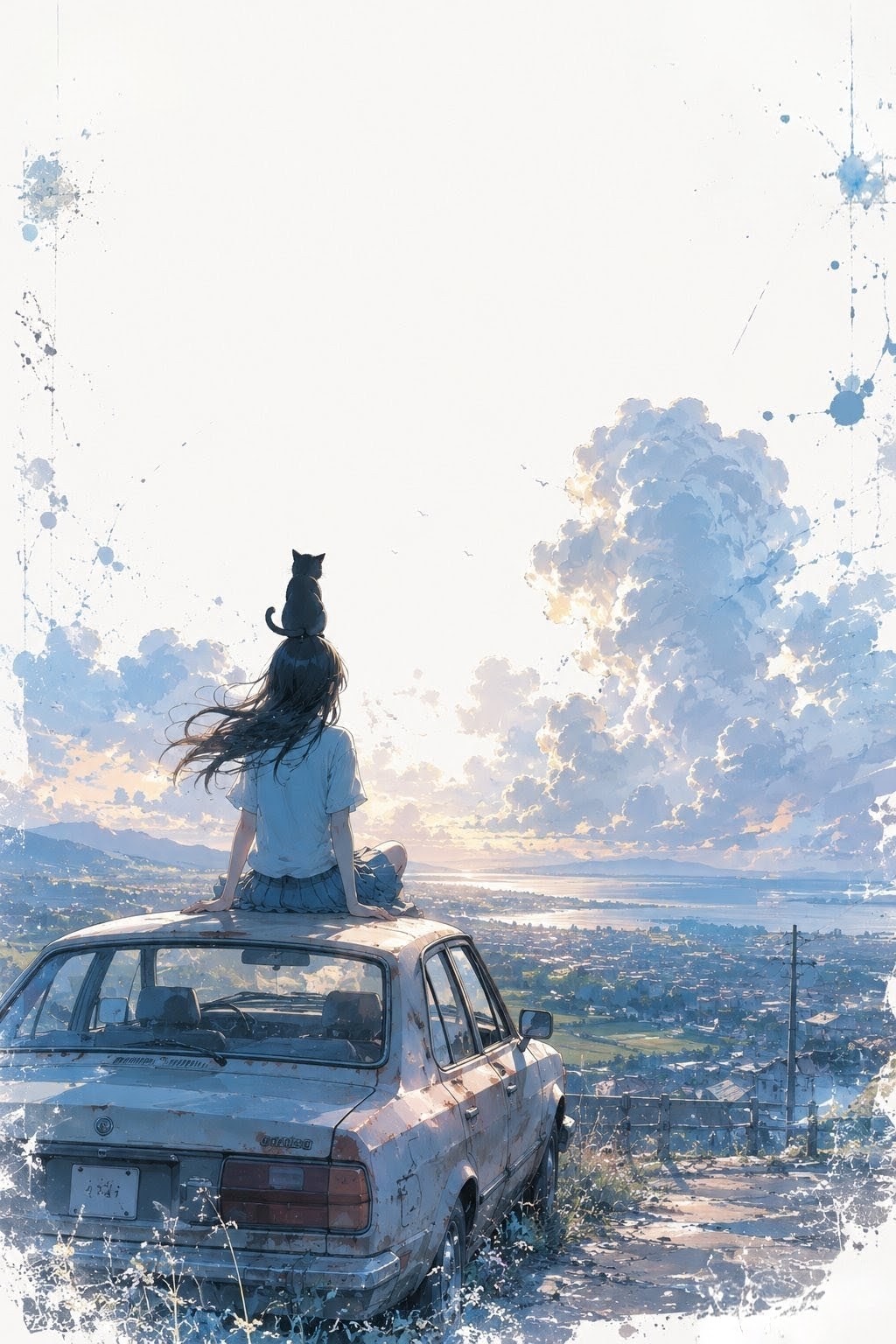 車の上に座る少女